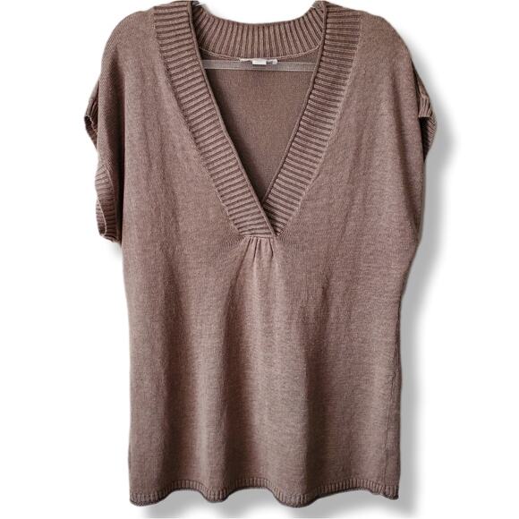 Coldwater Creek Tops - Women Linen Knit Sleeveless Tunic Top 10 12 Neutral Tan Minimalist Lagenlook NEW